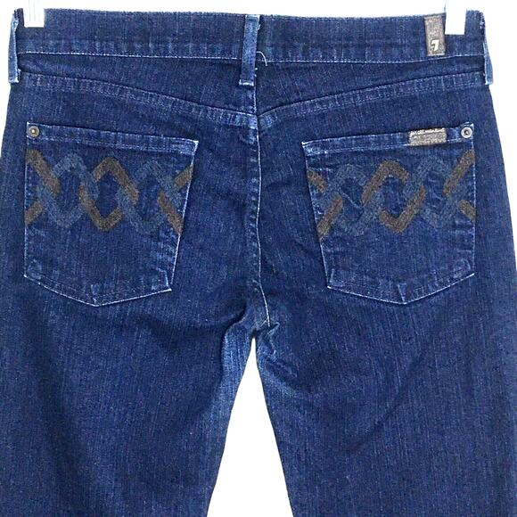 7 For All Mankind Bootcut Jeans Denmark Chain Link Embroidered Pockets Size 29 S - Picture 2 of 13